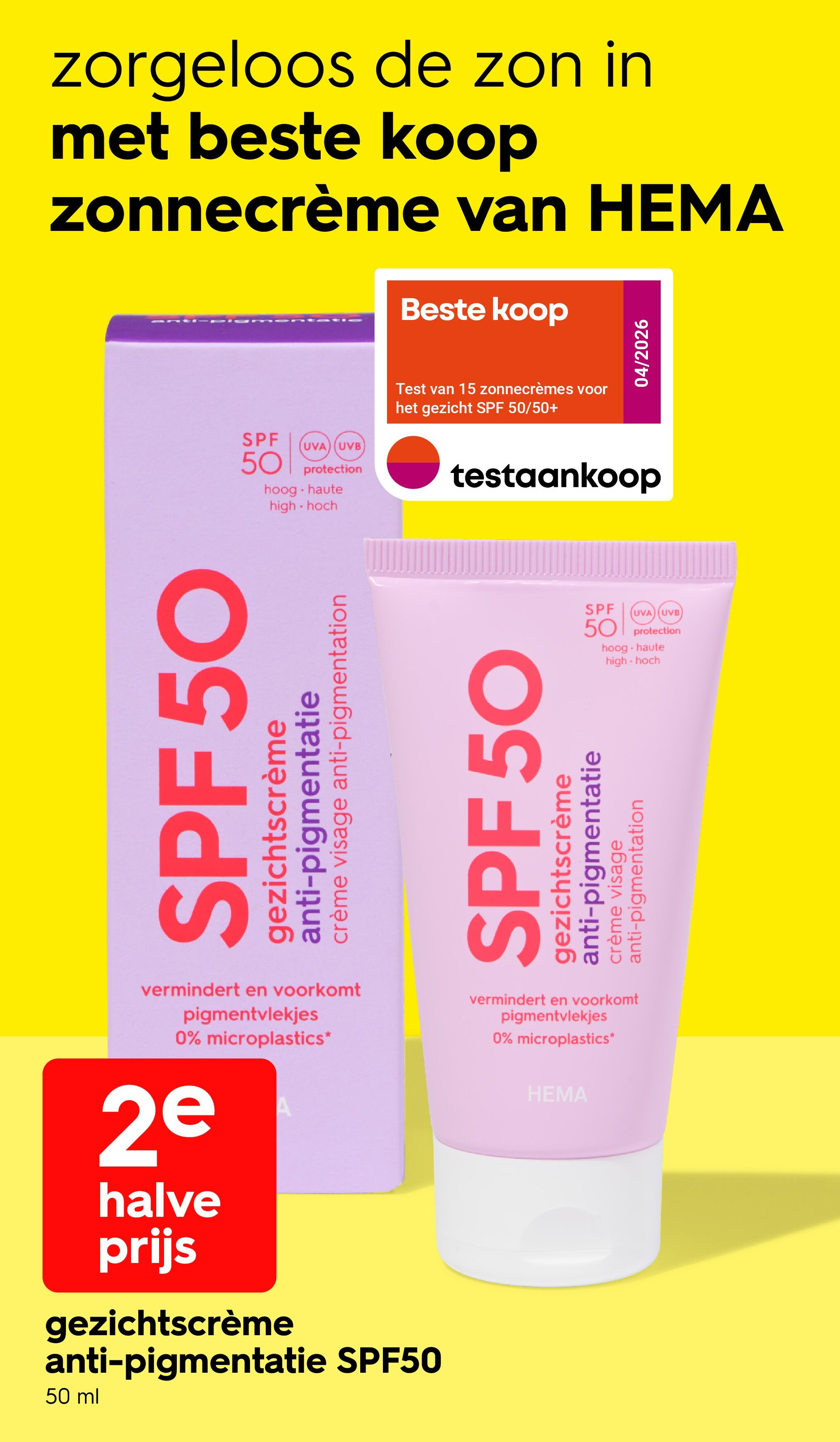 met beste koop zonnecrème van HEMA