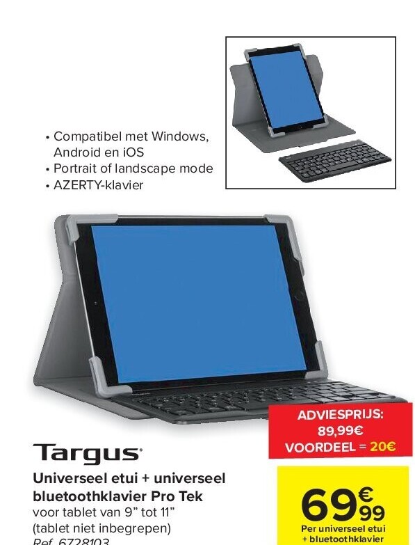 Targus Universeel etui + universeel bluetoothklavier Pro Tek