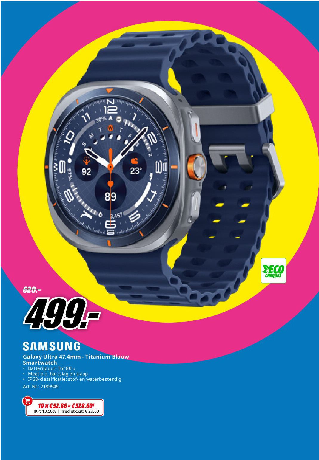 Samsung Galaxy Ultra 47.4mm - Titanium Blauw Smartwatch