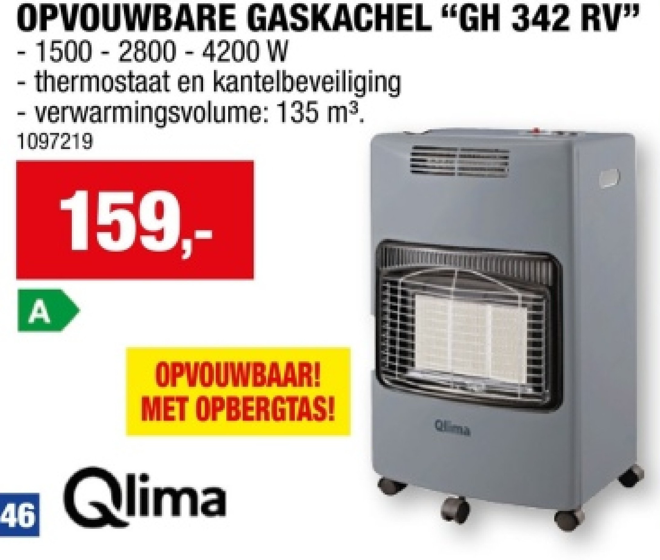 OPVOUWBARE GASKACHEL "GH 342 RV"