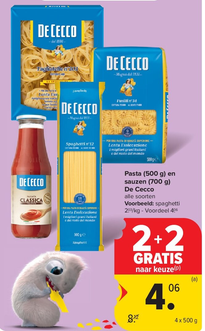 Pasta (500 g) en sauzen (700 g) De Cecco