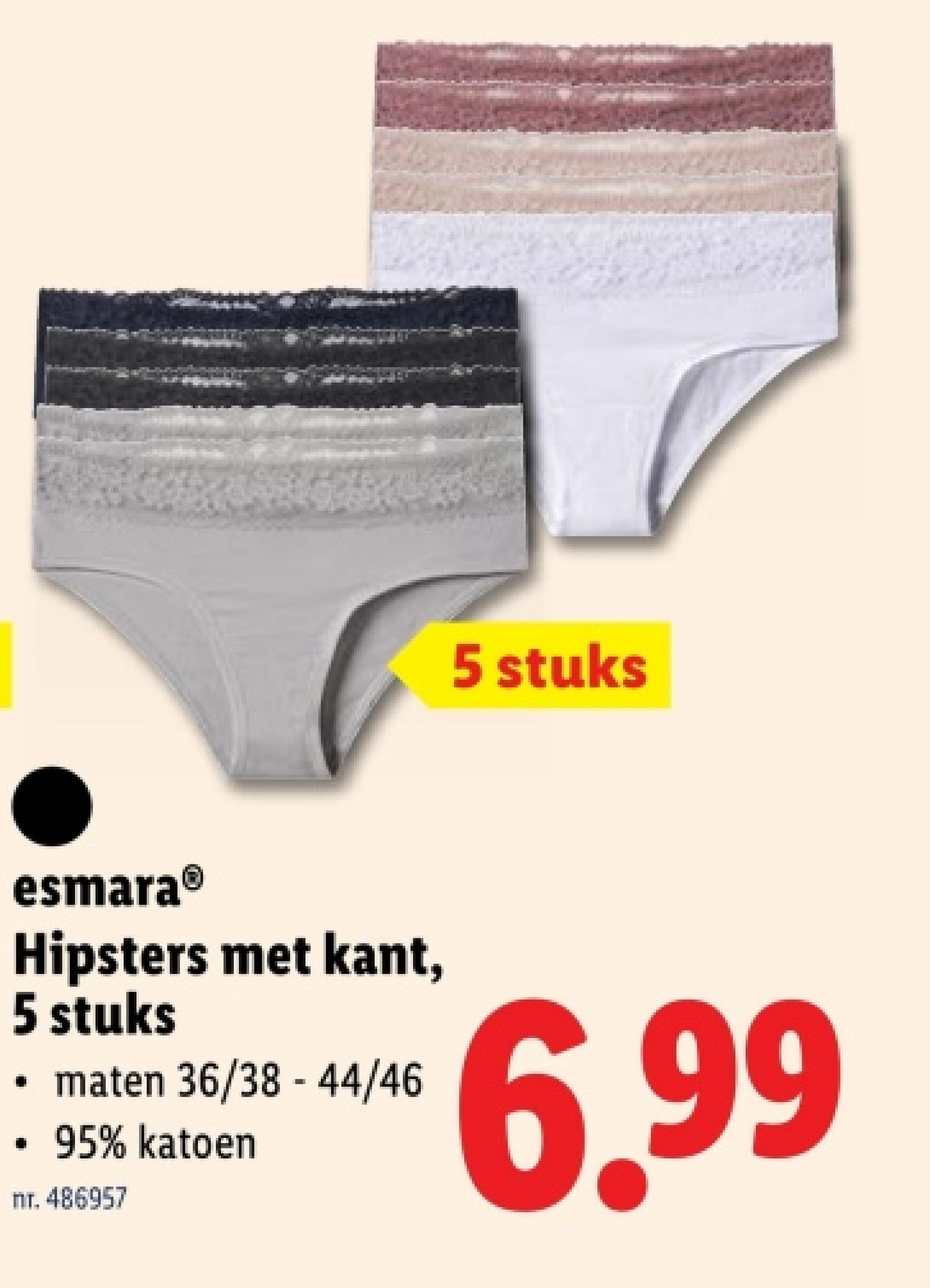 Hipsters met kant, 5 stuks