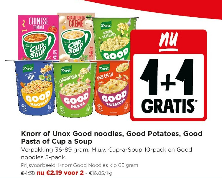 Knorr of Unox Good noodles, Good Potatoes, Good Pasta of Cup a Soup