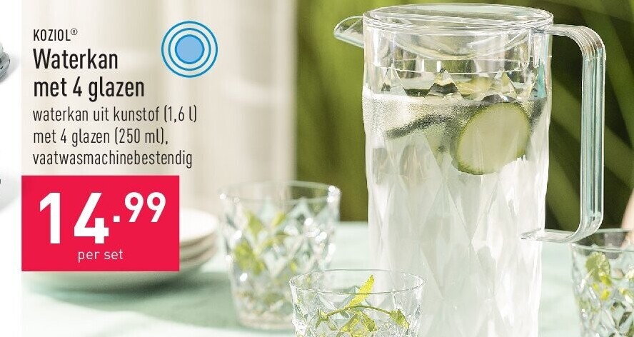 Waterkan met 4 glazen