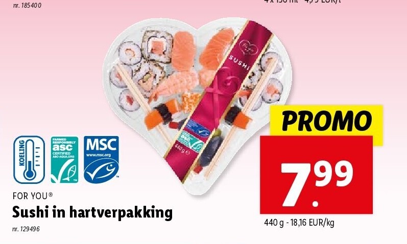 Sushi in hartverpakking