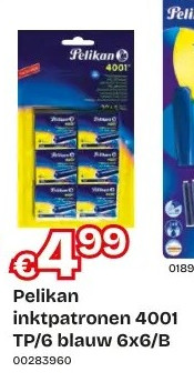 Pelikan inktpatronen 4001 TP/6 blauw 6x6/в