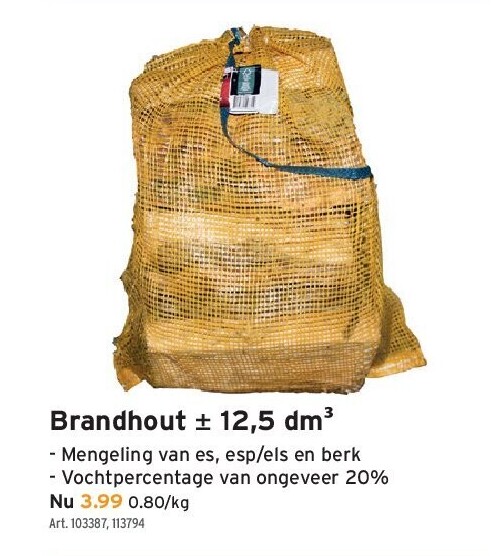 Brandhout ± 12,5 dm³