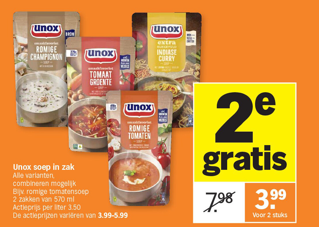 Unox soep in zak