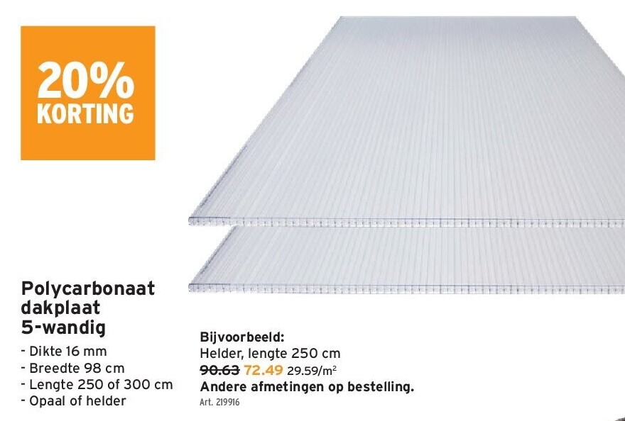 Polycarbonaat dakplaat 5-wandig