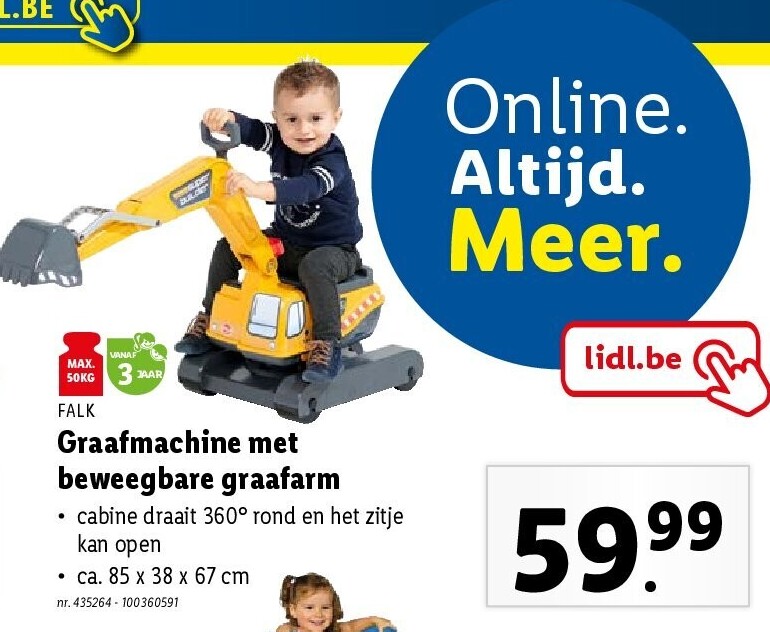 Graafmachine met beweegbare graafarm