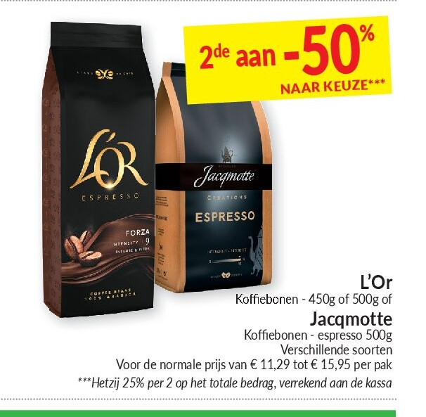 L'Or Koffiebonen -450g of 500g of Jacqmotte