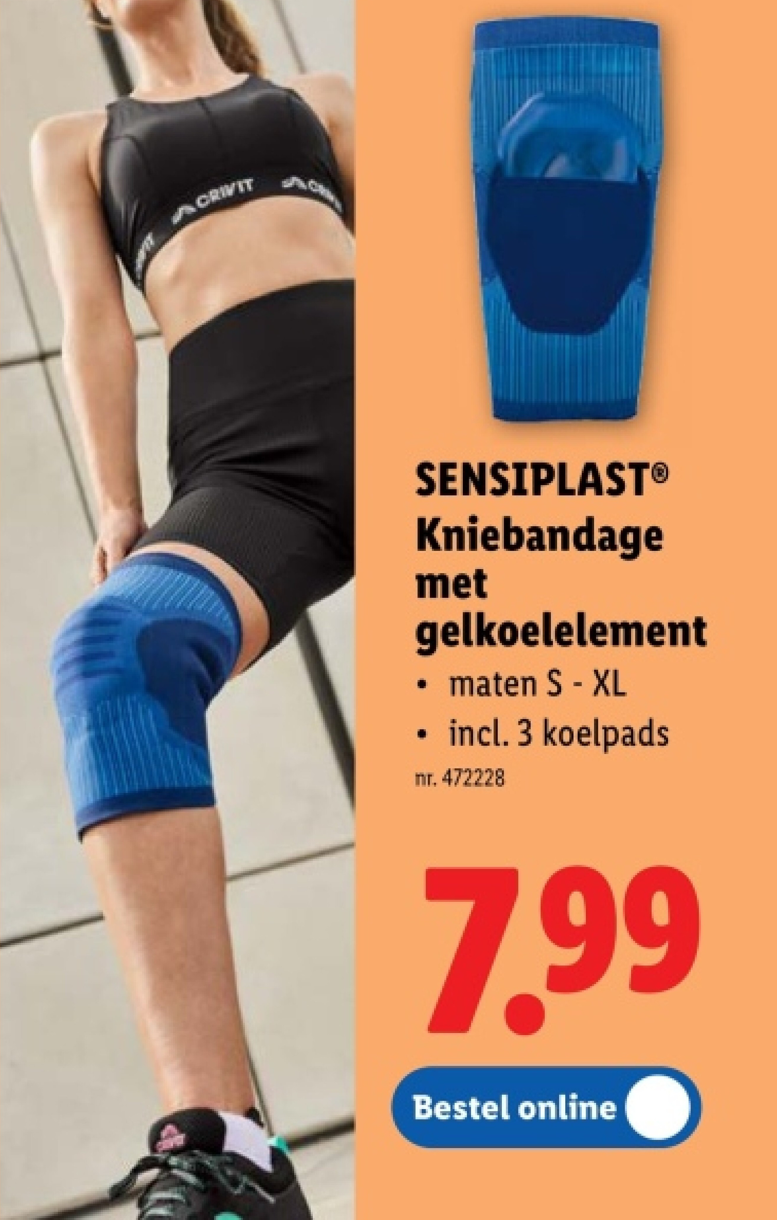 Kniebandage met gelkoelelement