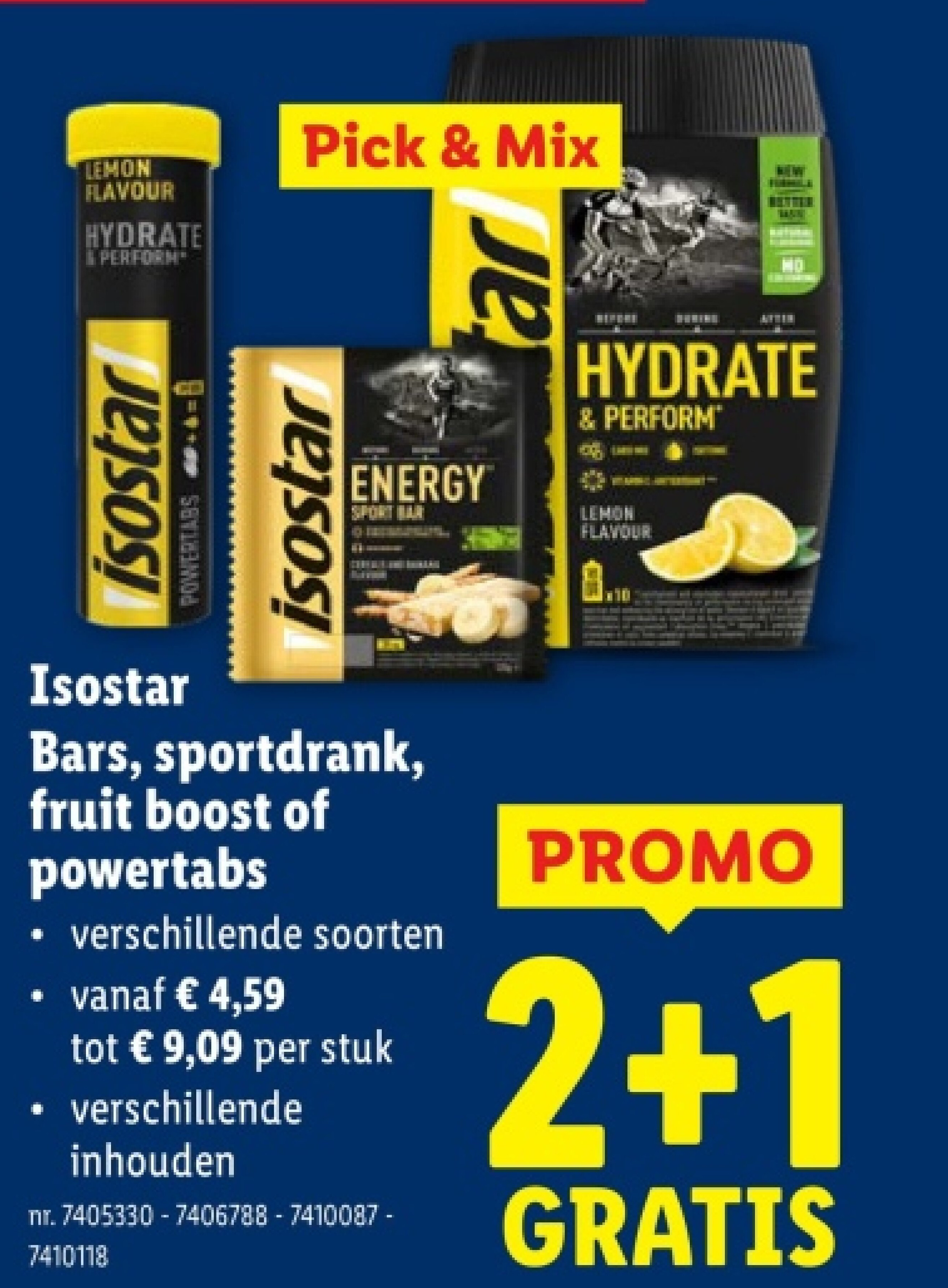 Bars, sportdrank, fruit boost of powertabs