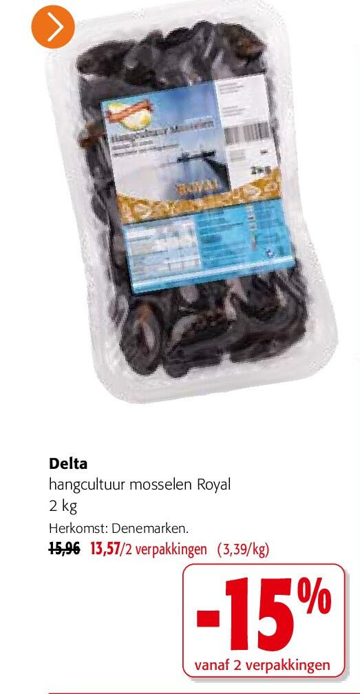 Delta hangcultuur mosselen Royal 2 kg