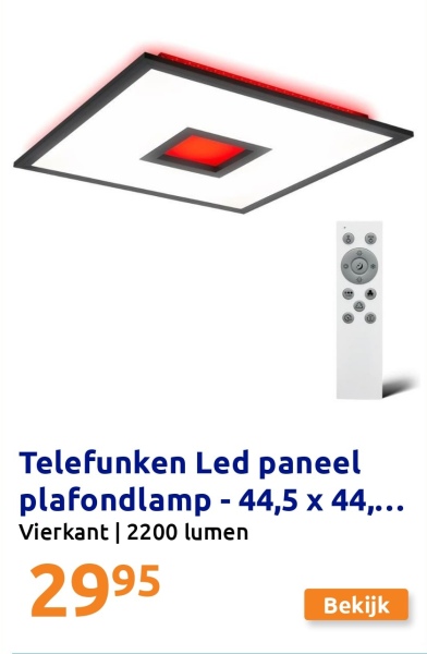 Telefunken Led paneel plafondlamp - 44,5 x 44,5 cm