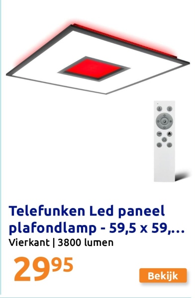 Telefunken Led paneel plafondlamp - 59,5 x 59,5 cm