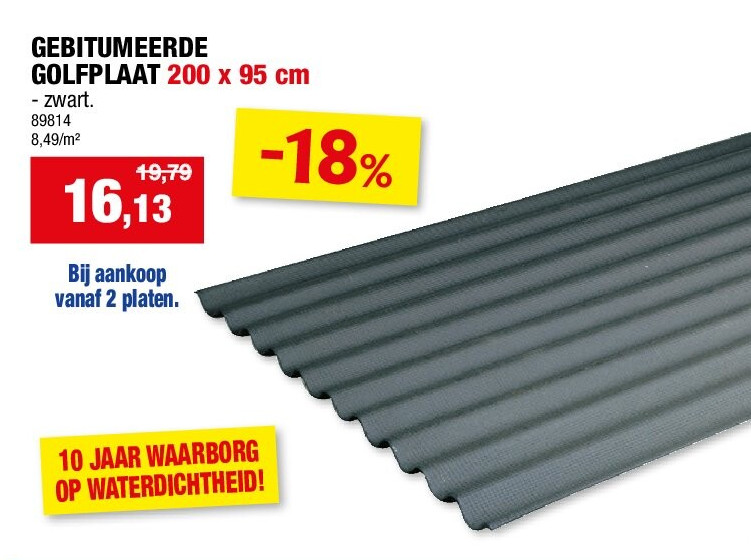 GEBITUMEERDE GOLFPLAAT 200 x 95 cm