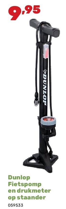 Dunlop Fietspomp en drukmeter op staander