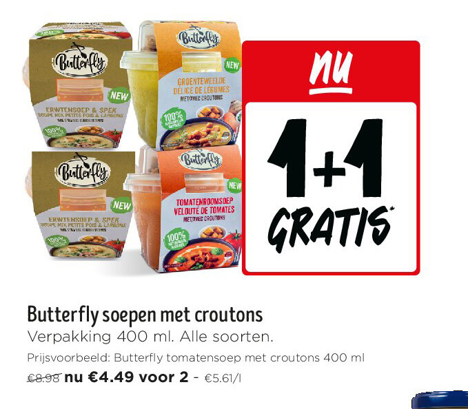 Butterfly soepen met croutons