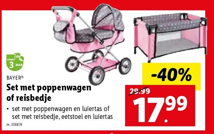 Set met poppenwagen of reisbedje
