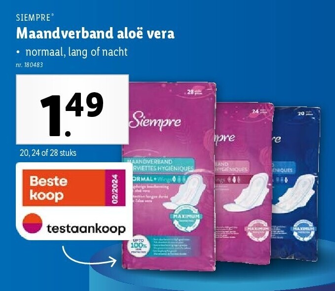 Maandverband aloë vera