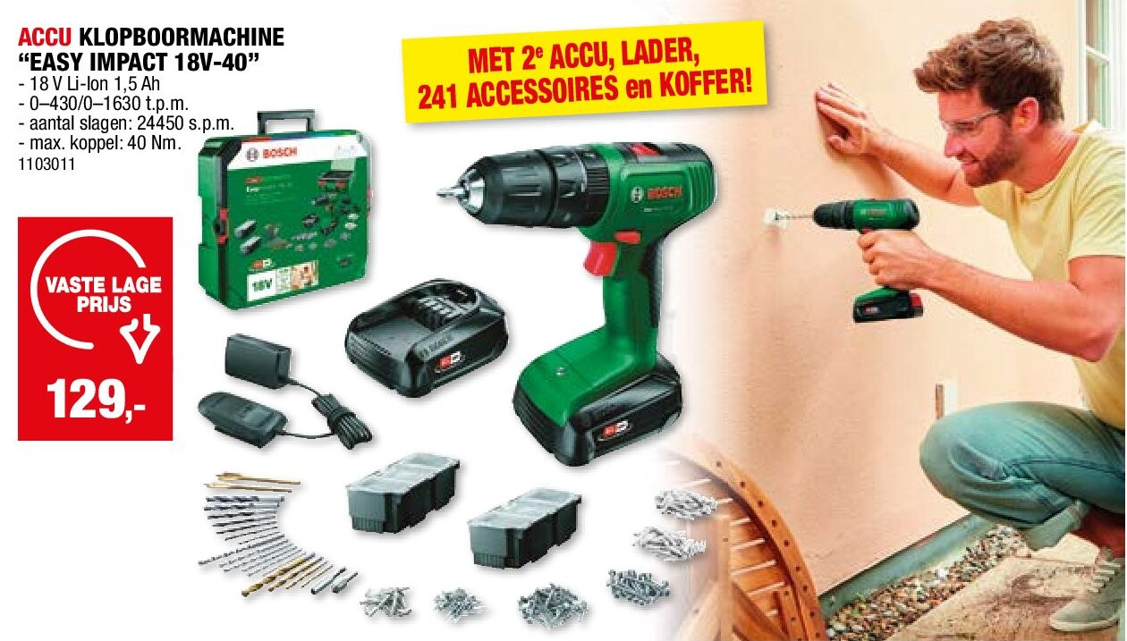 ACCU KLOPBOORMACHINE “EASY IMPACT 18V-40”