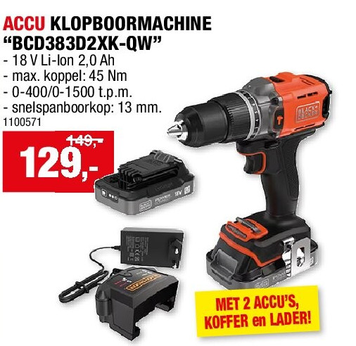 ACCU KLOPBOORMACHINE “BCD383D2XK-QW”