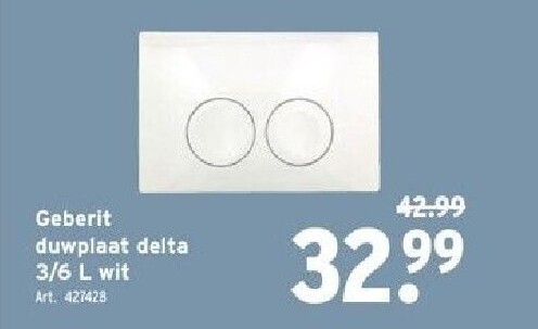 Geberit Delta 21 bedieningspaneel mat 3/6l wit