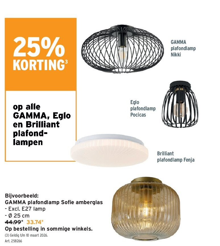 GAMMA plafondlamp Sofi e amberglas