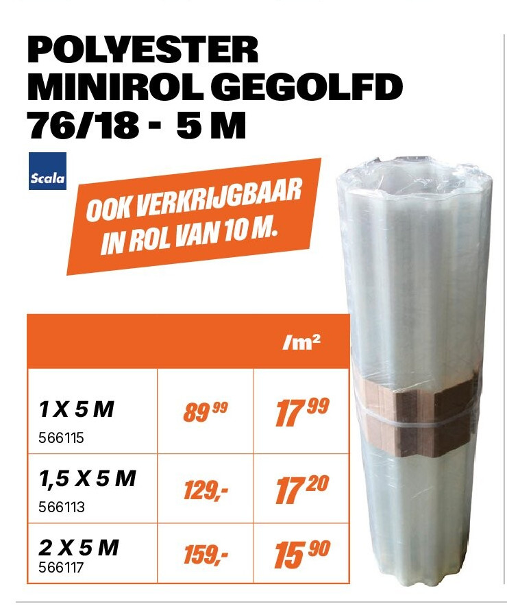 POLYESTER MINIROL GEGOLFD 76/18 - 5 M 1 X 5 M