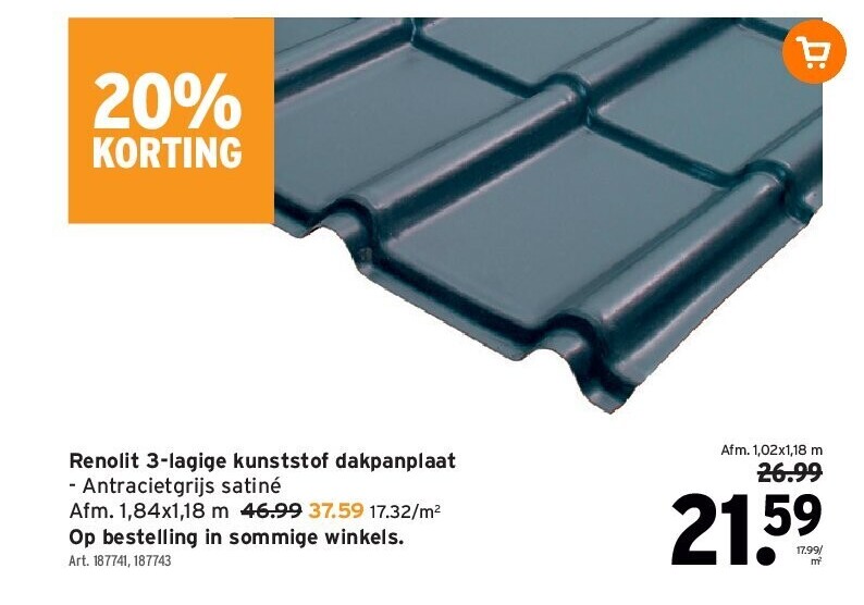 Renolit 3-lagige kunststof dakpanplaat