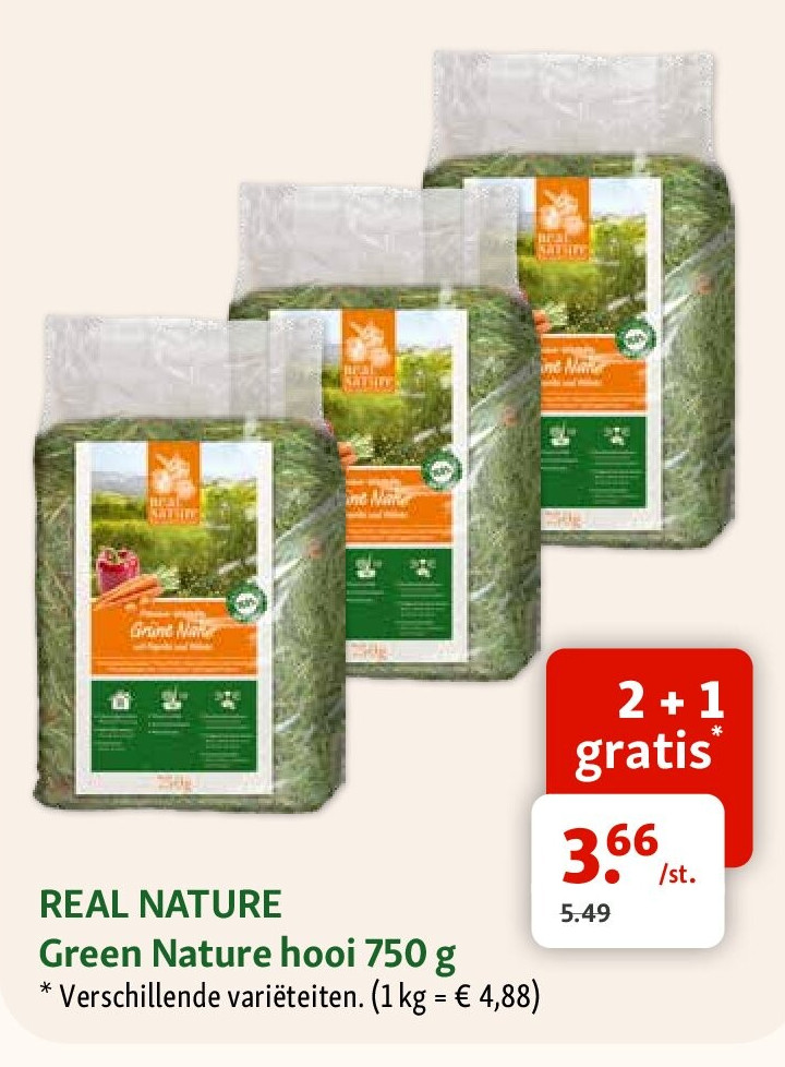 REAL NATURE Green Nature hooi 750 g * Verschillende variëteiten. (1 kg = € 4,88)