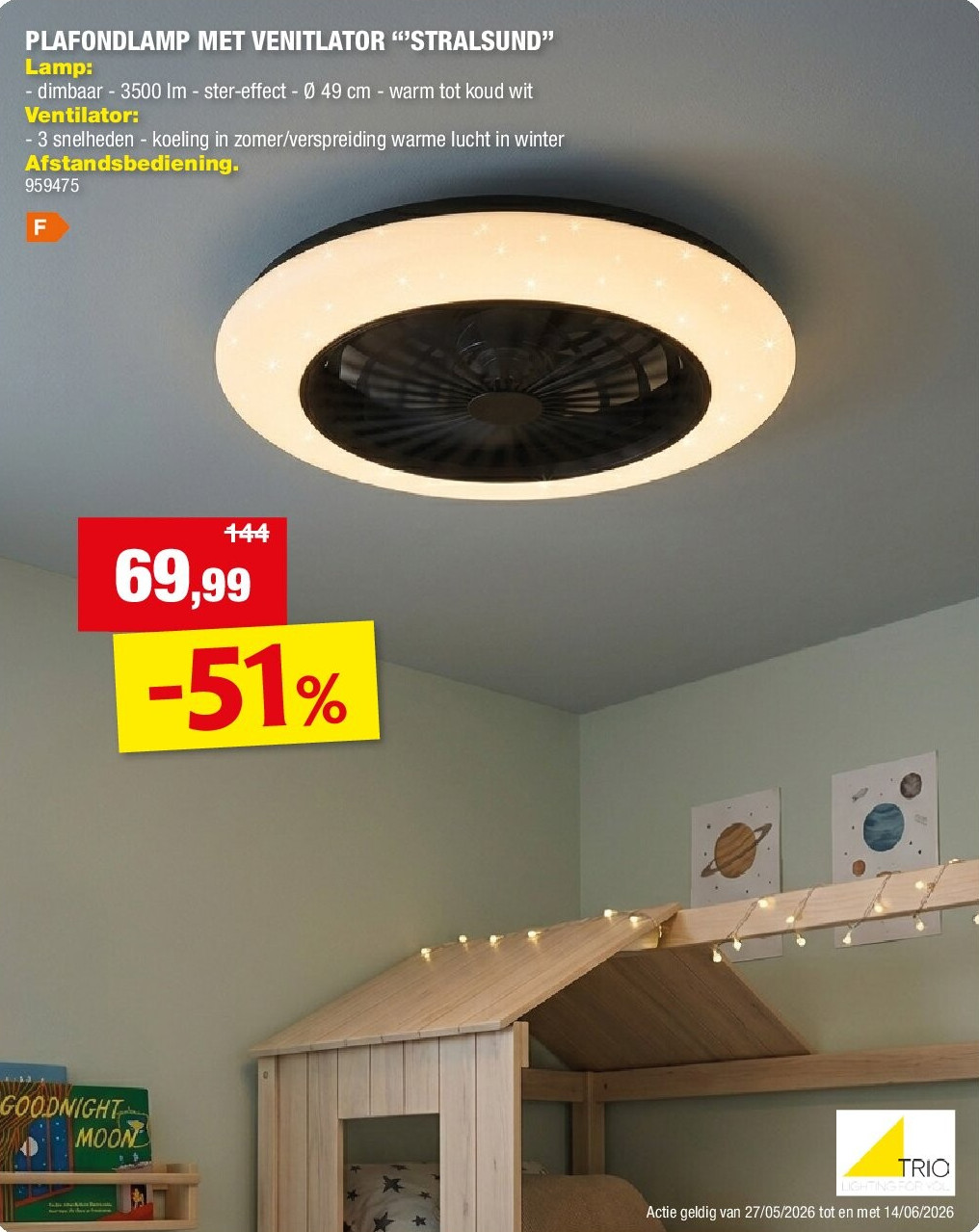 PLAFONDLAMP MET VENITLATOR “’STRALSUND”