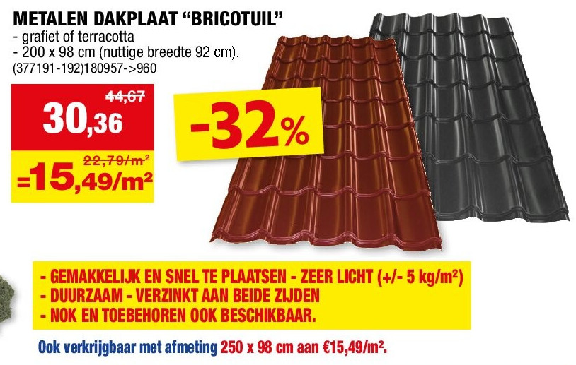 METALEN DAKPLAAT “BRICOTUIL”