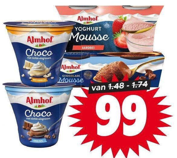Almhof choco met slagroom of yoghurtmousse