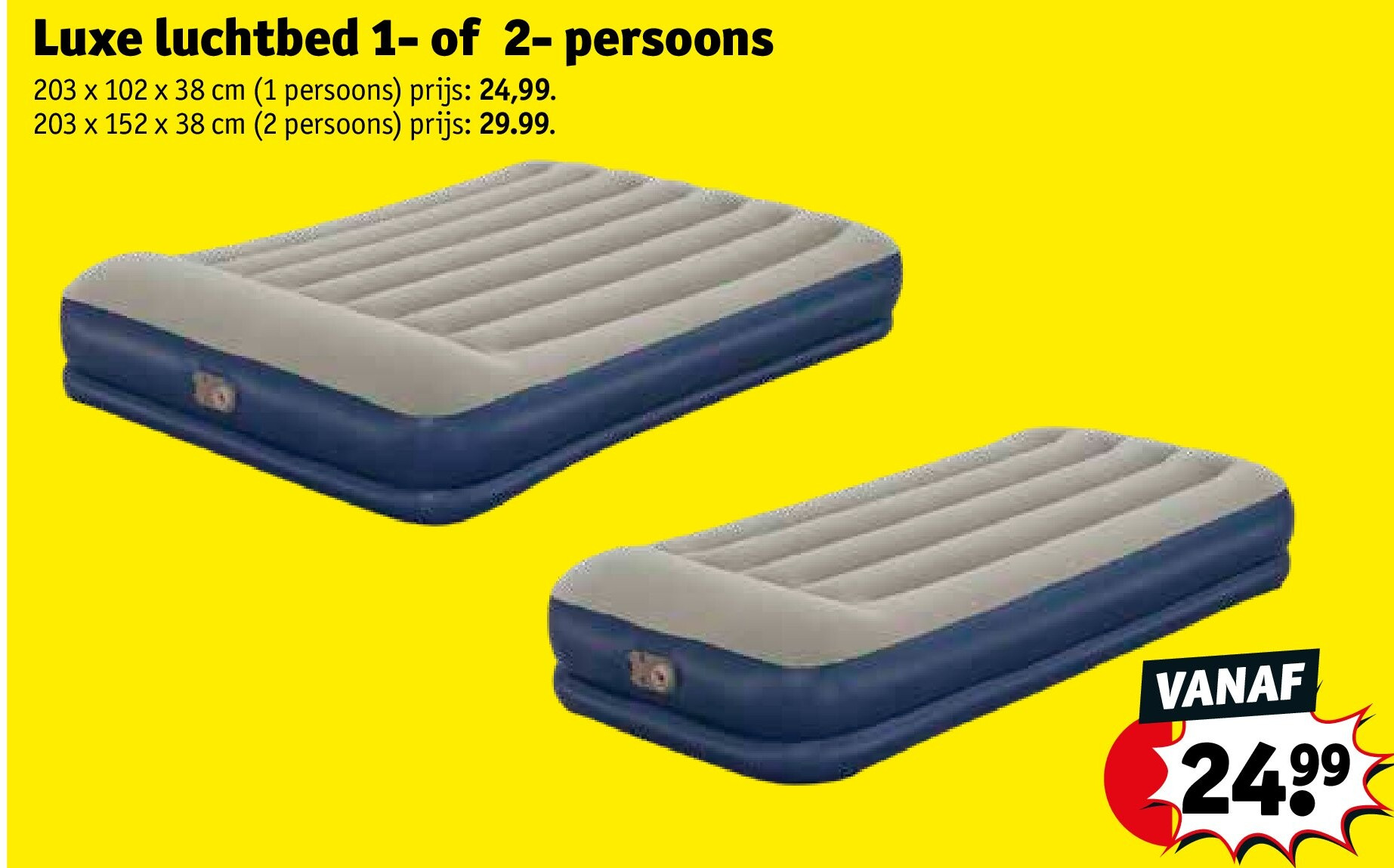 Luxe luchtbed 1- of 2- persoons