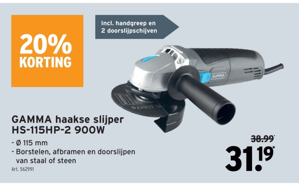 GAMMA haakse slijper HS-115HP-2 900W