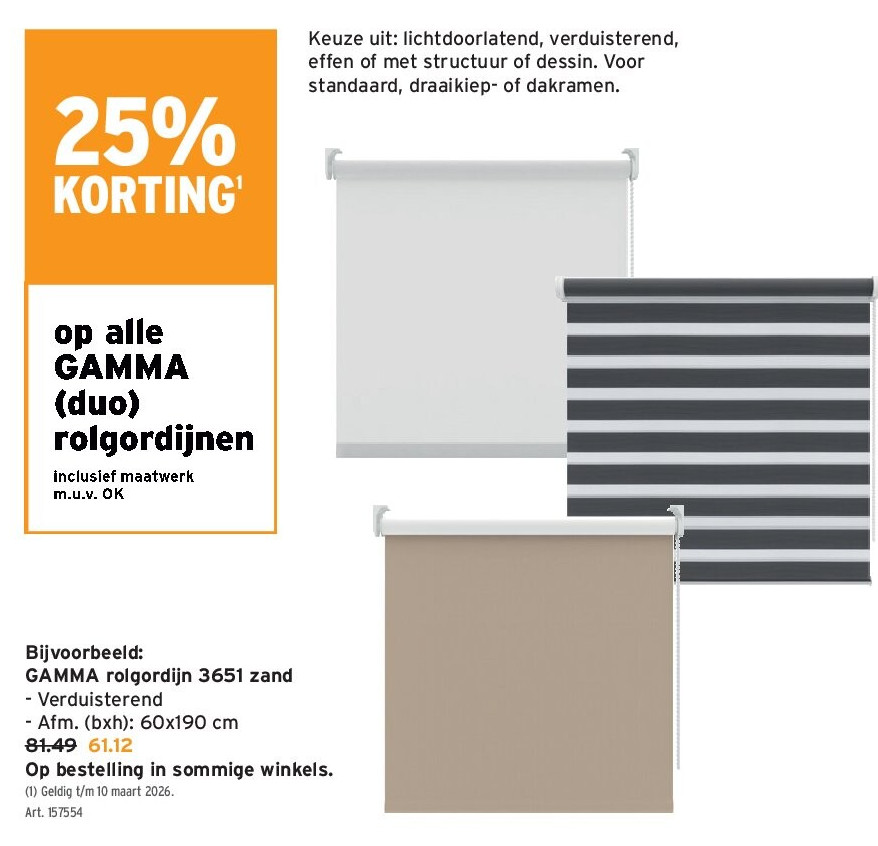 GAMMA rolgordijn 3651 zand