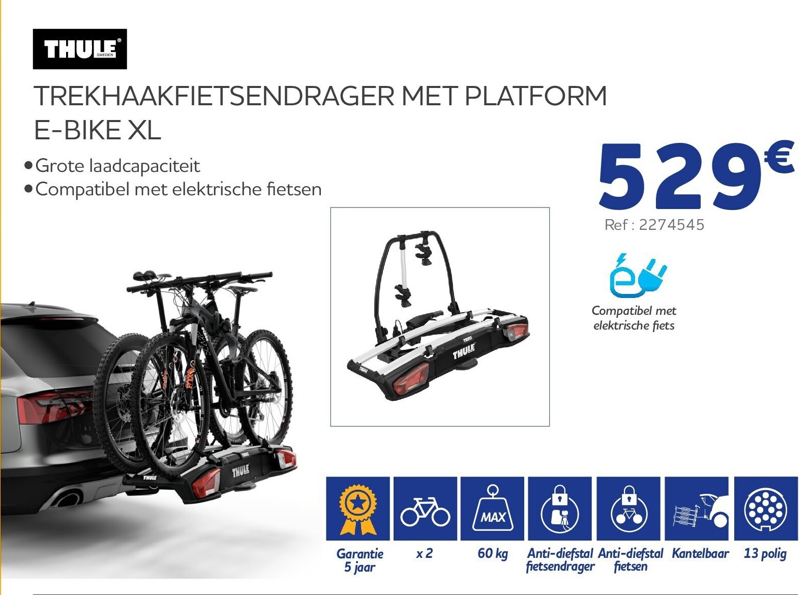 TREKHAAKFIETSENDRAGER MET PLATFORM E-BIKE XL
