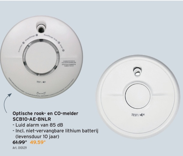 FireAngel brand- beveiliging Optische rook- en CO-melder SCB10-AE-BNLR