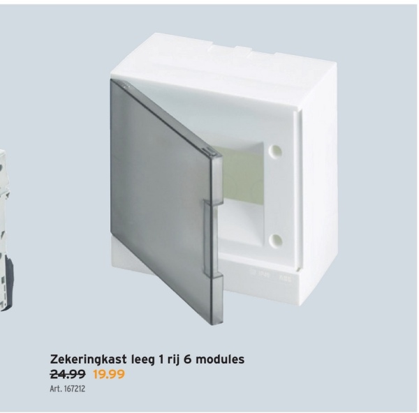 Zekeringkast leeg 1 rij 6 modules