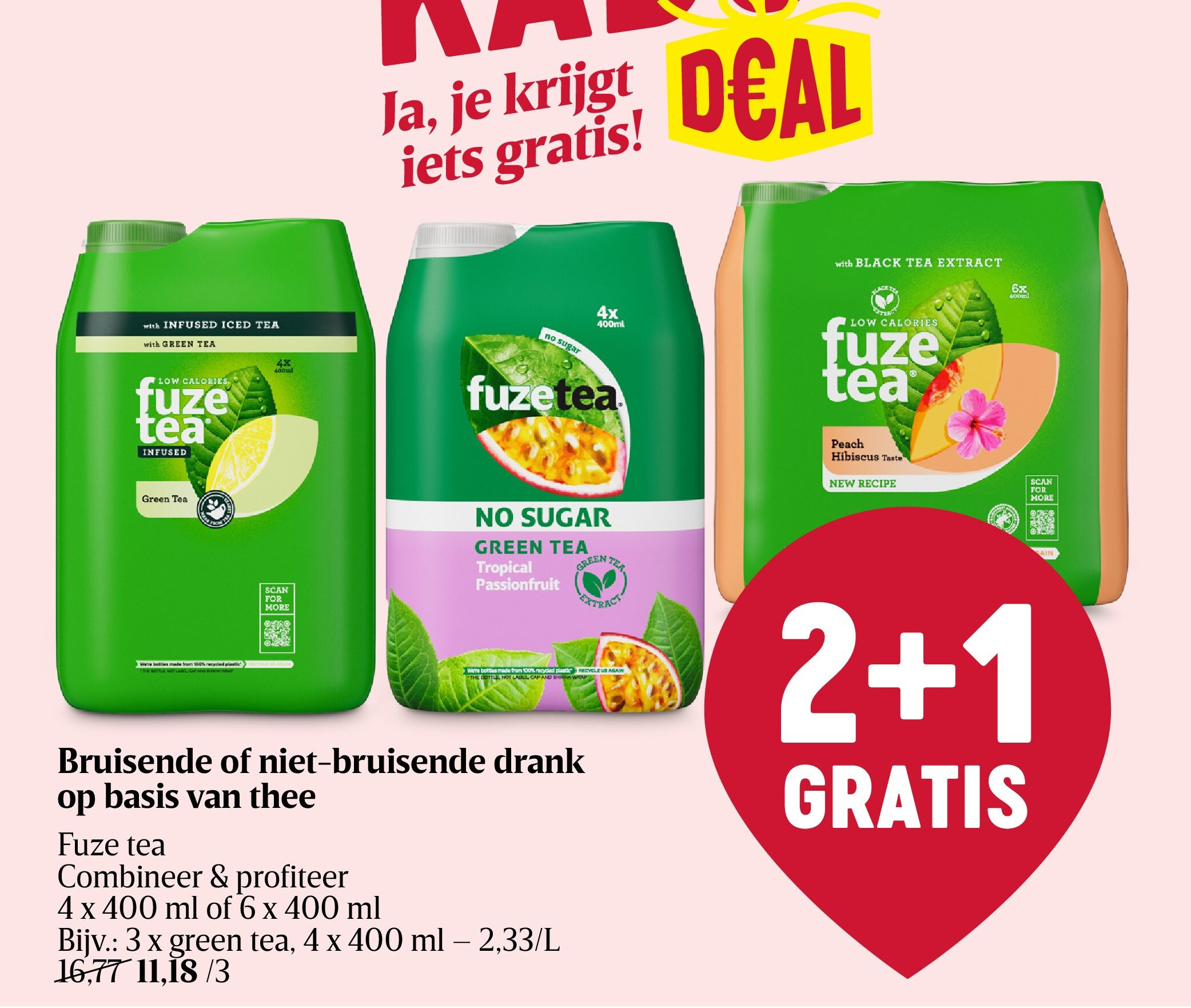 Bruisende of niet-bruisende drank op basis van thee