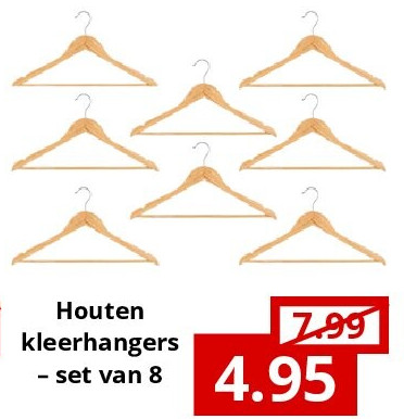 Houten kleerhangers – set van 8