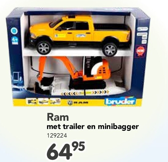 Ram met trailer en minibagger