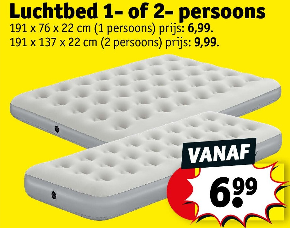 Luchtbed 1- of 2- persoons