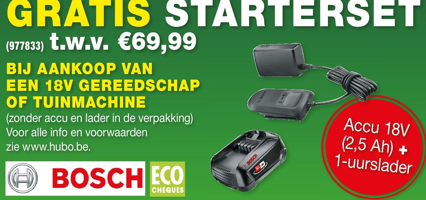 BIJ AANKOOP VAN EEN 18V GEREEDSCHAP OF TUINMACHINE