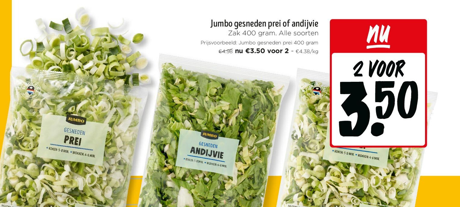 Jumbo gesneden prei of andijvie