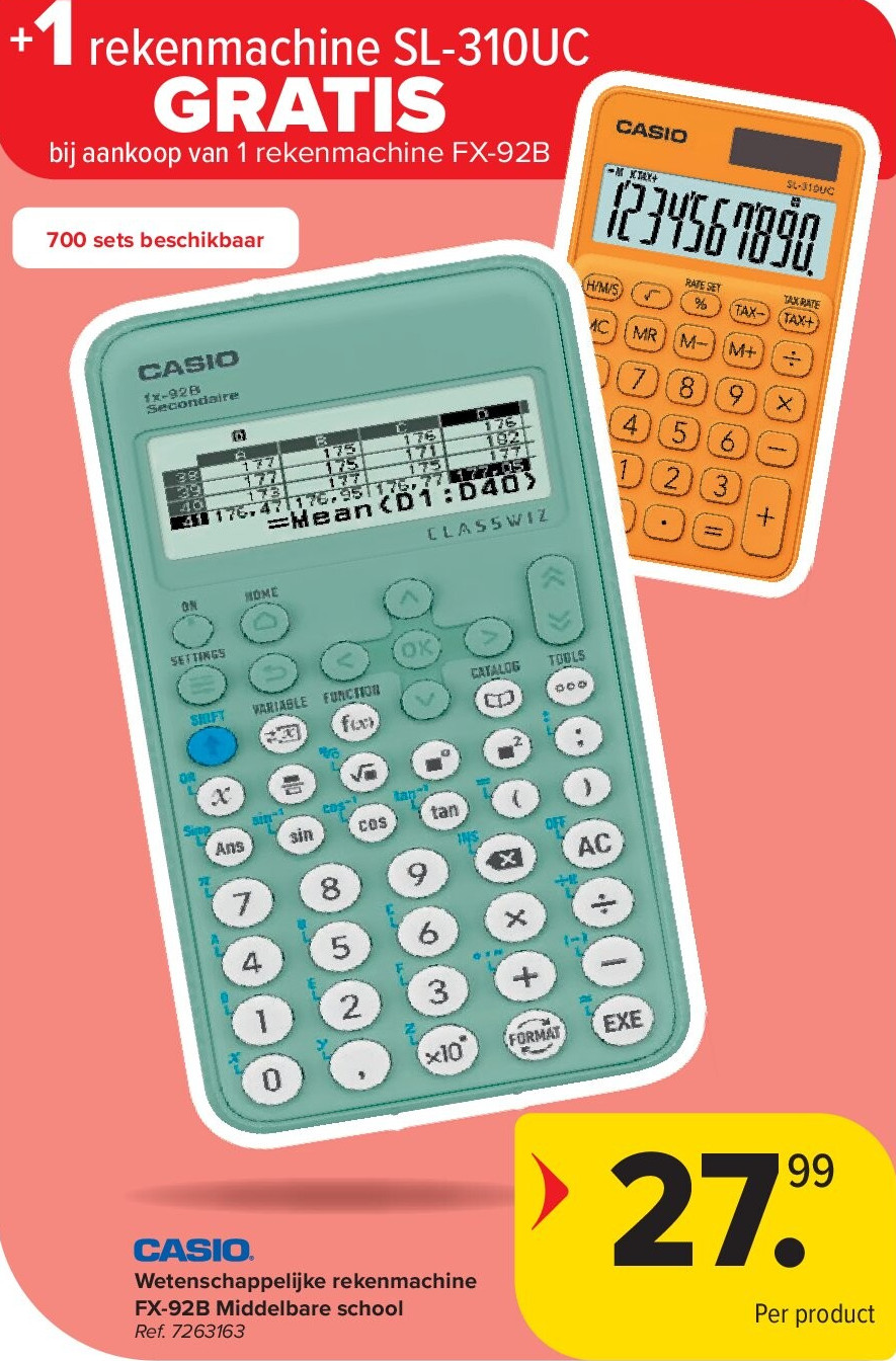 Wetenschappelijke rekenmachine FX-92B Middelbare school