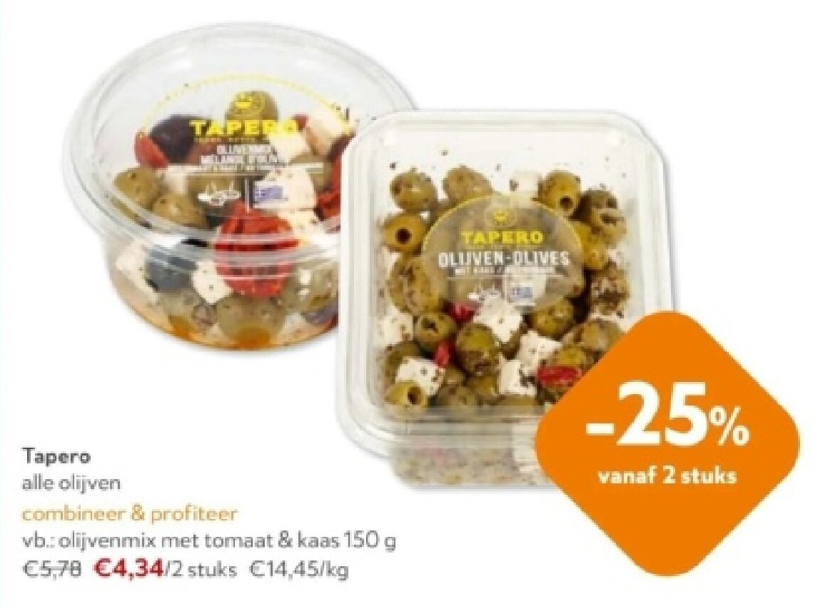 Tapero olijvenmix met tomaat & kaas 150 g