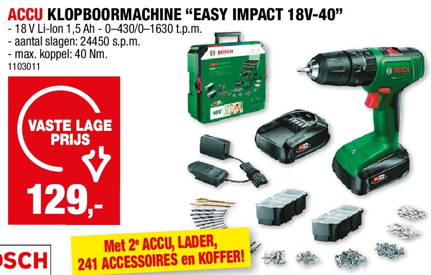 ACCU KLOPBOORMACHINE “EASY IMPACT 18V-40”